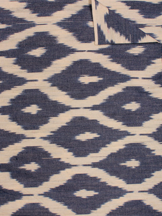 Steel Grey Ivory Pochampally Hand Weaved Ikat Fabric Per Meter - F002F807