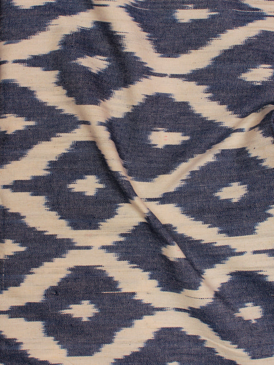 Steel Grey Ivory Pochampally Hand Weaved Ikat Fabric Per Meter - F002F807
