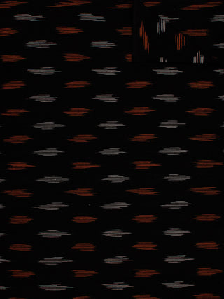 Black Orange Ivory Pochampally Hand Weaved Ikat Fabric Per Meter - F002F808