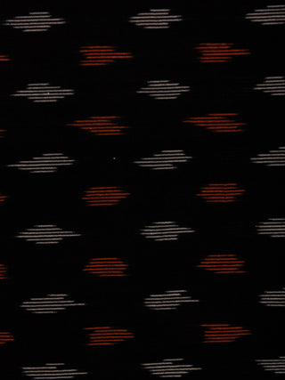 Black Orange Ivory Pochampally Hand Weaved Ikat Fabric Per Meter - F002F808
