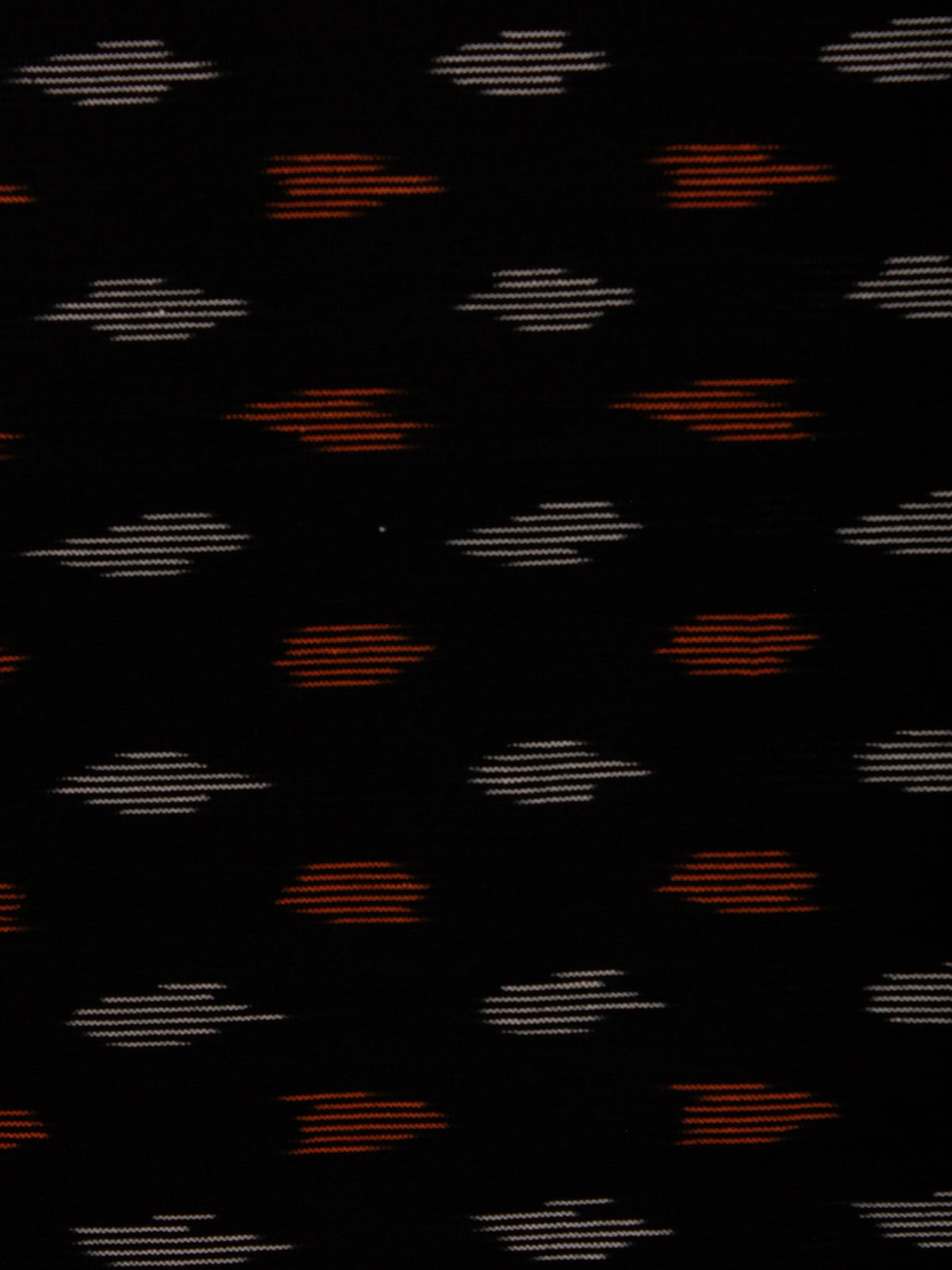 Black Orange Ivory Pochampally Hand Weaved Ikat Fabric Per Meter - F002F808
