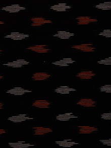 Black Orange Ivory Pochampally Hand Weaved Ikat Fabric Per Meter - F002F808