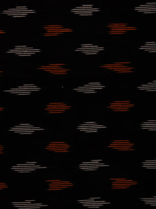 Black Orange Ivory Pochampally Hand Weaved Ikat Fabric Per Meter - F002F808