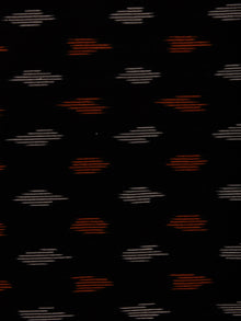 Black Orange Ivory Pochampally Hand Weaved Ikat Fabric Per Meter - F002F808