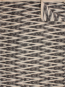 Ivory Black Pochampally Hand Weaved Ikat Fabric Per Meter - F002F810