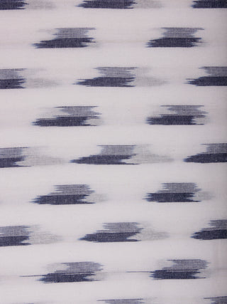 White Grey Pochampally Hand Weaved Ikat Fabric Per Meter - F002F811