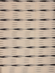 Ivory Black Pochampally Hand Weaved Ikat Fabric Per Meter - F002F812