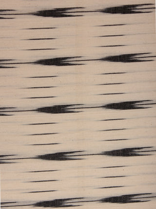 Ivory Black Pochampally Hand Weaved Ikat Fabric Per Meter - F002F812