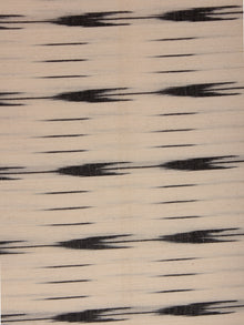 Ivory Black Pochampally Hand Weaved Ikat Fabric Per Meter - F002F812