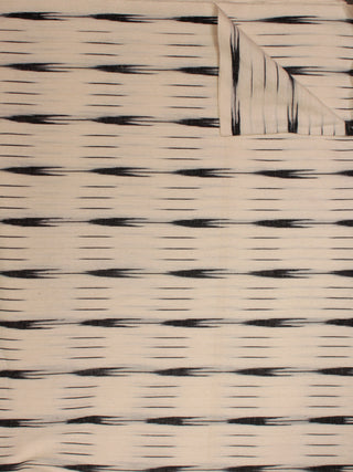 Ivory Black Pochampally Hand Weaved Ikat Fabric Per Meter - F002F812