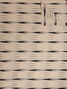 Ivory Black Pochampally Hand Weaved Ikat Fabric Per Meter - F002F812