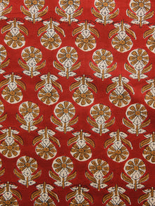 Maroon Mustard Beige Hand Block Printed Cotton Fabric Per Meter - F001F1481