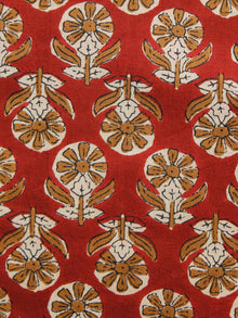 Maroon Mustard Beige Hand Block Printed Cotton Fabric Per Meter - F001F1481