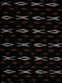 Black Orange White Pochampally Hand Weaved Ikat Fabric Per Meter - F002F813