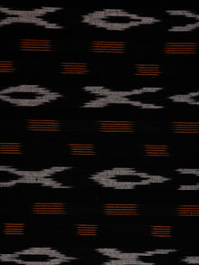 Black Orange White Pochampally Hand Weaved Ikat Fabric Per Meter - F002F813