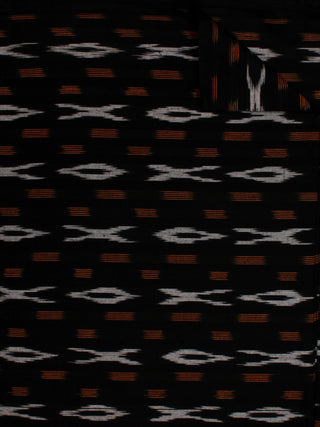 Black Orange White Pochampally Hand Weaved Ikat Fabric Per Meter - F002F813