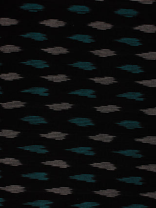 Black Blue White Pochampally Hand Weaved Ikat Fabric Per Meter - F002F815