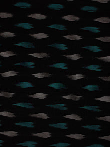 Black Blue White Pochampally Hand Weaved Ikat Fabric Per Meter - F002F815