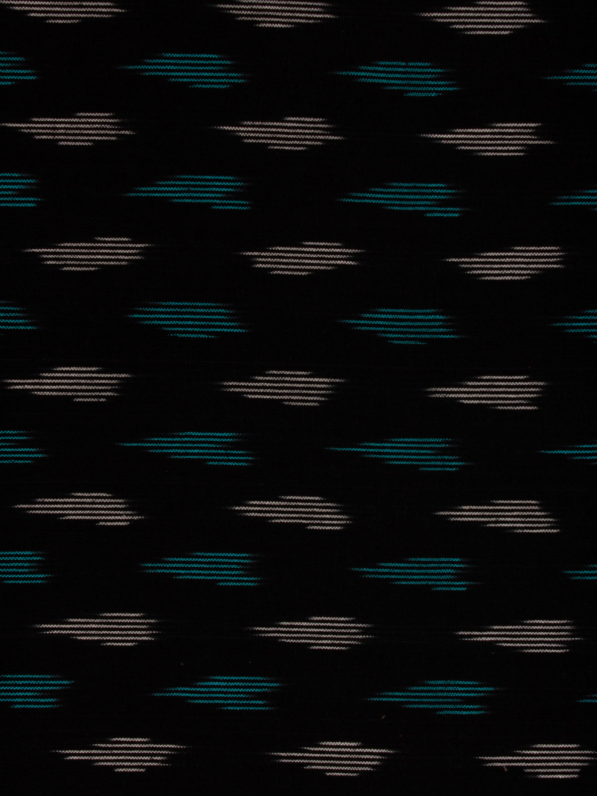Black Blue White Pochampally Hand Weaved Ikat Fabric Per Meter - F002F815