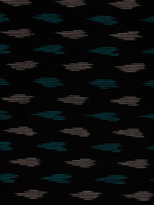 Black Blue White Pochampally Hand Weaved Ikat Fabric Per Meter - F002F815