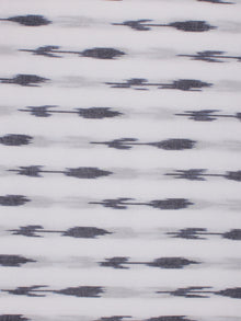 White Grey Pochampally Hand Weaved Ikat Fabric Per Meter - F002F816