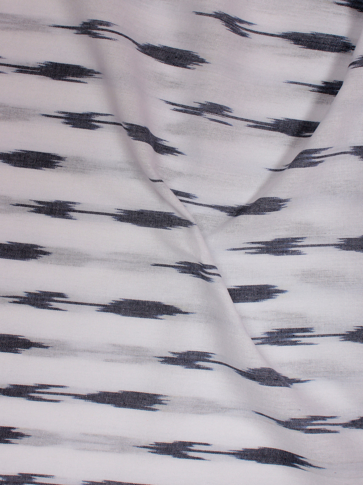 White Grey Pochampally Hand Weaved Ikat Fabric Per Meter - F002F816