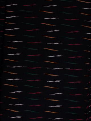 Black Multi Color Pochampally Hand Weaved Ikat Fabric Per Meter - F002F817