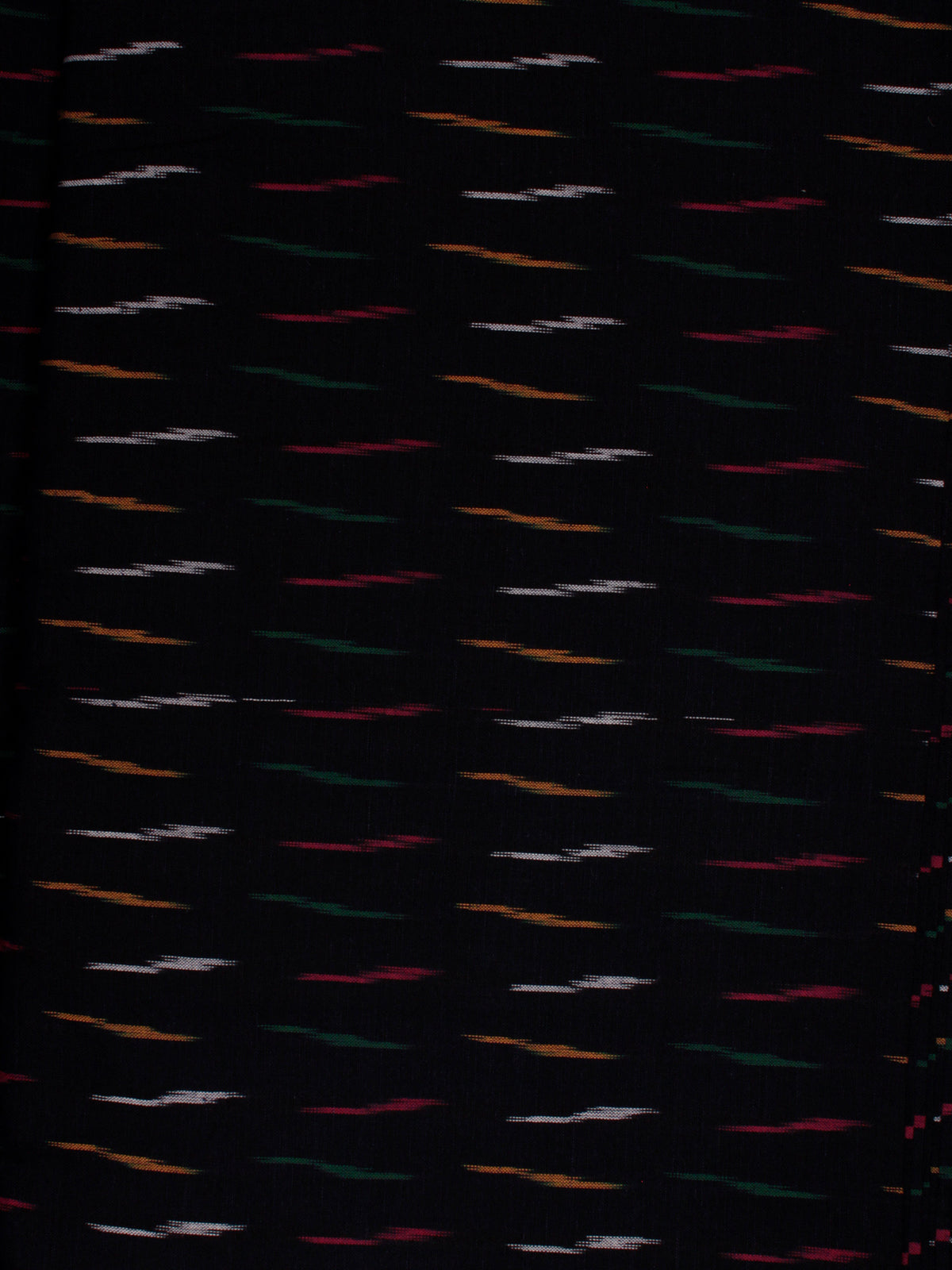 Black Multi Color Pochampally Hand Weaved Ikat Fabric Per Meter - F002F817