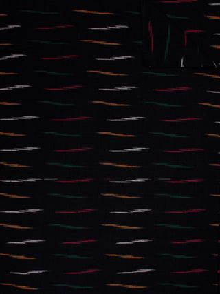 Black Multi Color Pochampally Hand Weaved Ikat Fabric Per Meter - F002F817