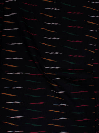 Black Multi Color Pochampally Hand Weaved Ikat Fabric Per Meter - F002F817