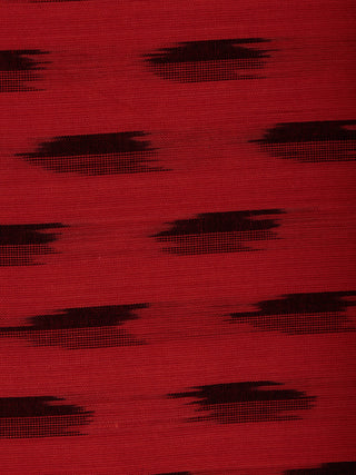 Red Black Pochampally Hand Weaved Ikat Fabric Per Meter - F002F819