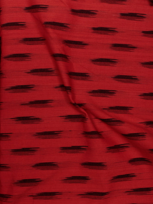Red Black Pochampally Hand Weaved Ikat Fabric Per Meter - F002F819