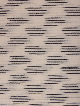 Ivory Black Pochampally Hand Weaved Ikat Fabric Per Meter - F002F820