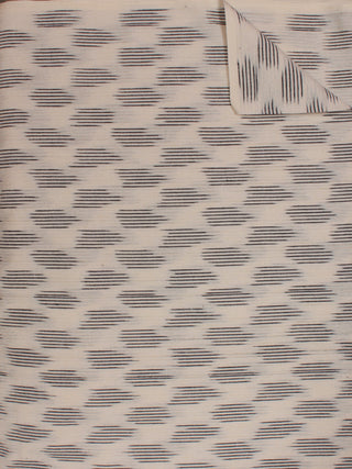 Ivory Black Pochampally Hand Weaved Ikat Fabric Per Meter - F002F820