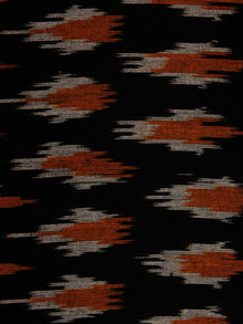 Black Rust Grey Pochampally Hand Weaved Ikat Fabric Per Meter - F002F821