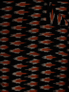 Black Rust Grey Pochampally Hand Weaved Ikat Fabric Per Meter - F002F821