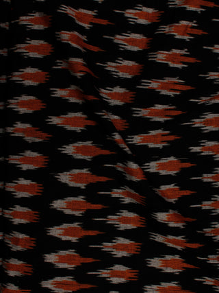Black Rust Grey Pochampally Hand Weaved Ikat Fabric Per Meter - F002F821