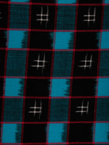 Black Blue White Pochampally Hand Weaved Double Ikat Fabric Per Meter - F002F823