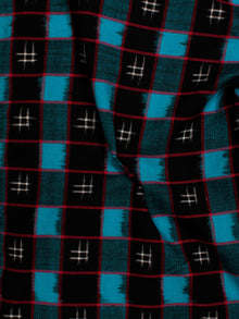Black Blue White Pochampally Hand Weaved Double Ikat Fabric Per Meter - F002F823