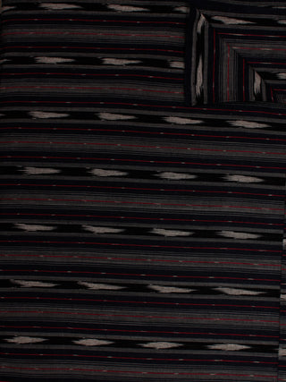 Black Grey Ivory Pochampally Hand Weaved Ikat Fabric Per Meter - F002F824