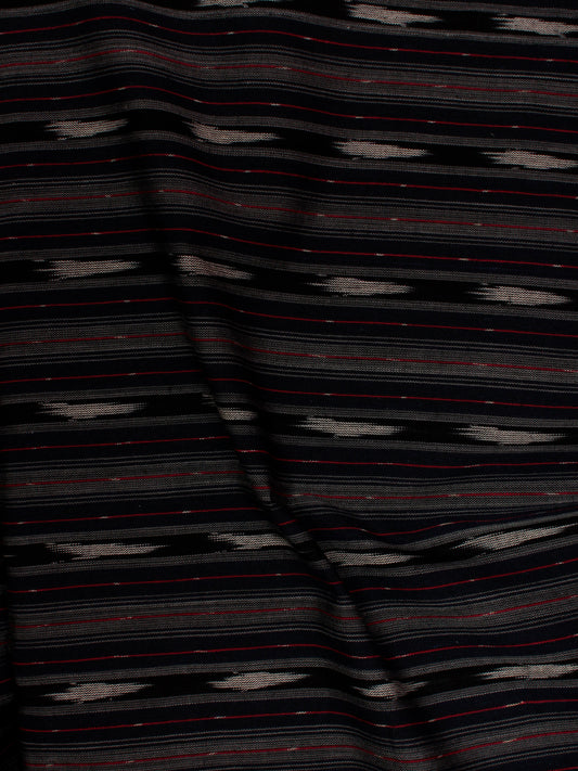 Black Grey Ivory Pochampally Hand Weaved Ikat Fabric Per Meter - F002F824