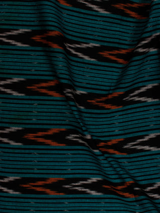 Teal Blue Black Orange White Pochampally Hand Weaved Ikat Fabric Per Meter - F002F825