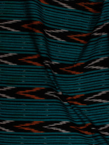 Teal Blue Black Orange White Pochampally Hand Weaved Ikat Fabric Per Meter - F002F825
