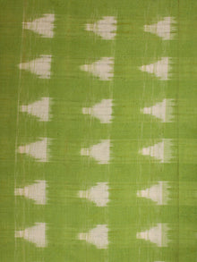 Chartreuse Green Ivory Pochampally Hand Weaved Double Ikat Traingular Fabric Per Meter - F002F826