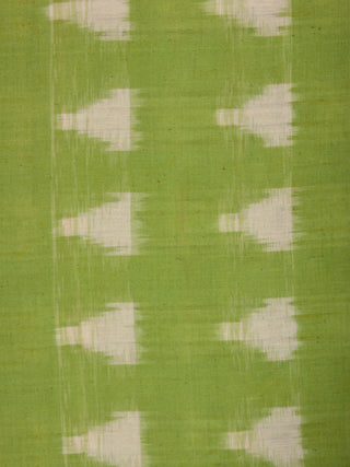 Chartreuse Green Ivory Pochampally Hand Weaved Double Ikat Traingular Fabric Per Meter - F002F826