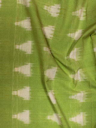 Chartreuse Green Ivory Pochampally Hand Weaved Double Ikat Traingular Fabric Per Meter - F002F826