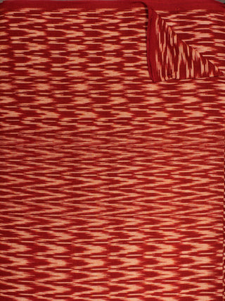 Rust Brown White Pochampally Hand Weaved Ikat Fabric Per Meter - F002F829