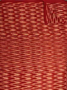 Rust Brown White Pochampally Hand Weaved Ikat Fabric Per Meter - F002F829