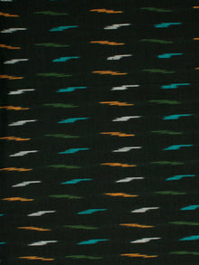 Dark Green Multi Color Pochampally Hand Weaved Ikat Fabric Per Meter - F002F830