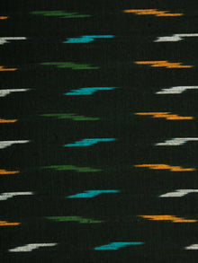 Dark Green Multi Color Pochampally Hand Weaved Ikat Fabric Per Meter - F002F830